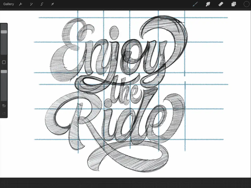 Hand-drawn lettering of 'Enjoy the Ride'