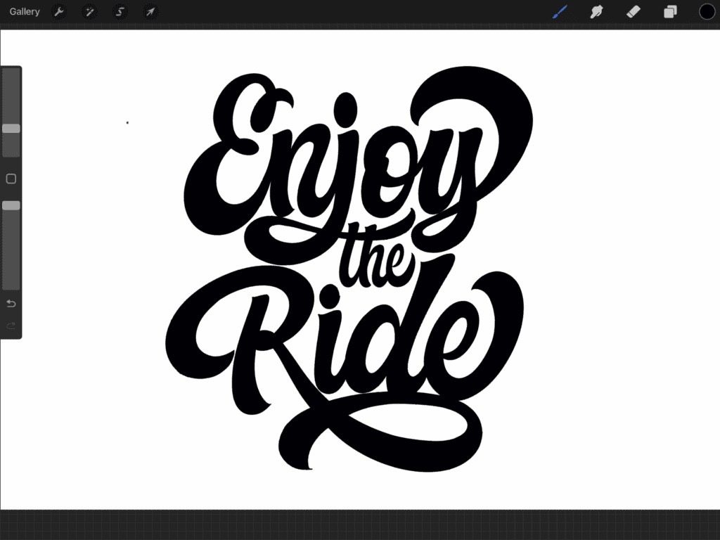 Stylish text saying 'Enjoy the Ride'.