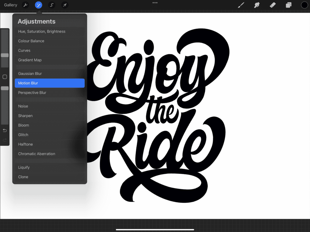 Typography design: Enjoy the Ride in bold lettering