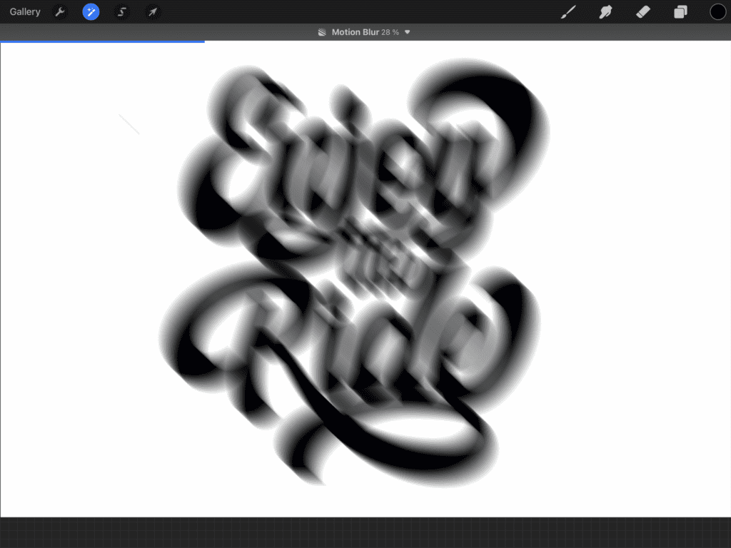 Blurred typography artwork with dynamic lettering