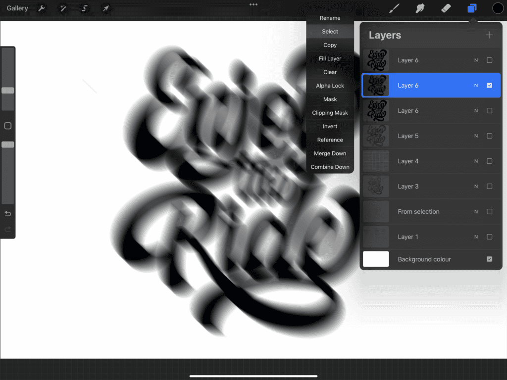 Layer options in digital art software interface