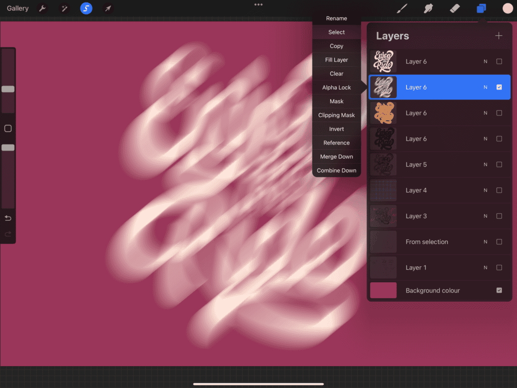 Interface of a digital art application with layers