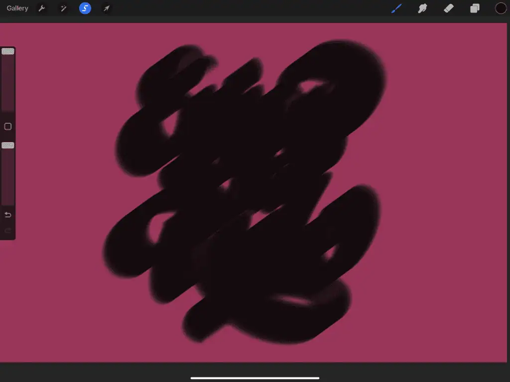 Abstract design with dark brush strokes on pink background.