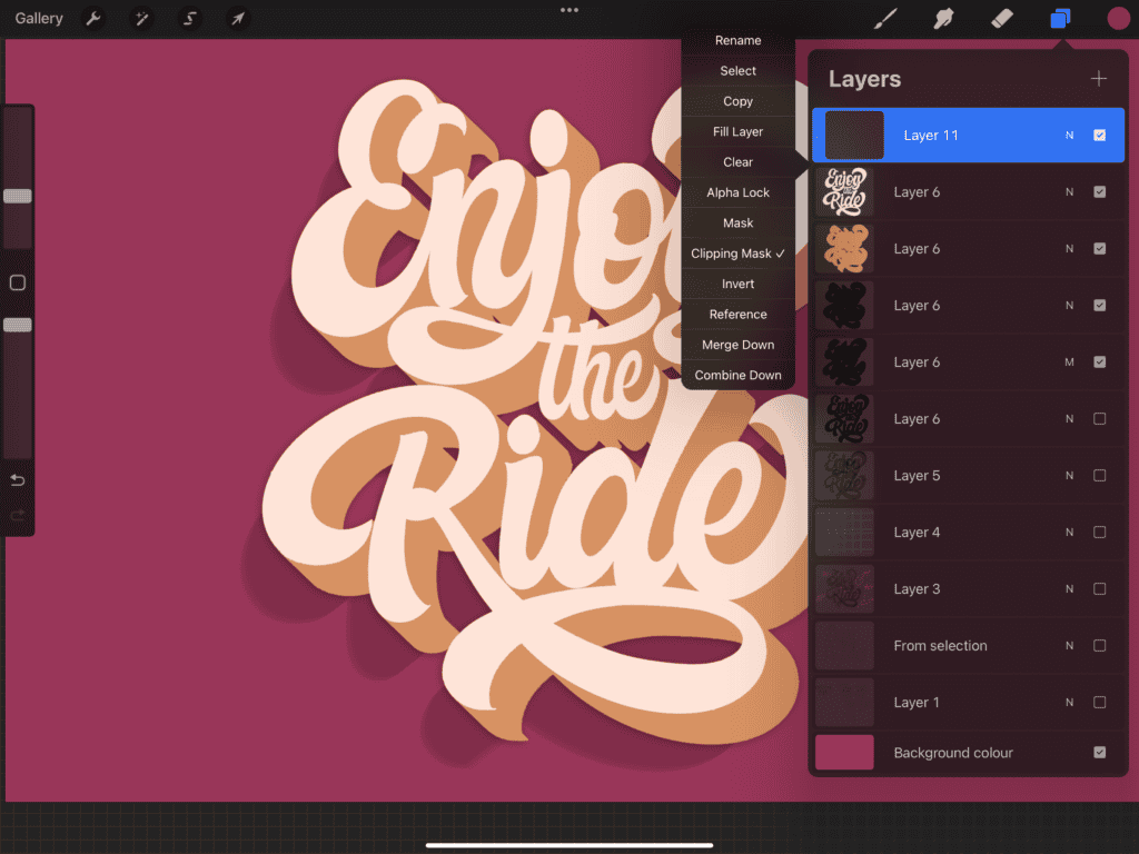 Text design saying 'Enjoy the Ride'