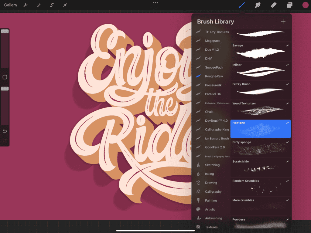 Colorful brush library with decorative text design.