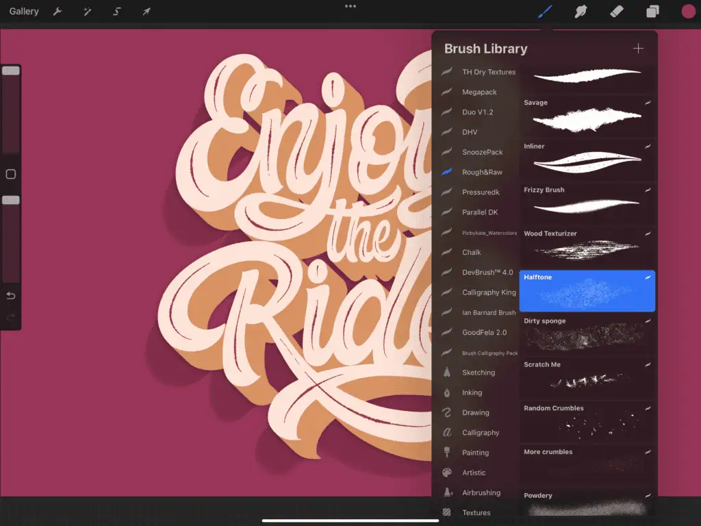 Colorful brush library with decorative text design.