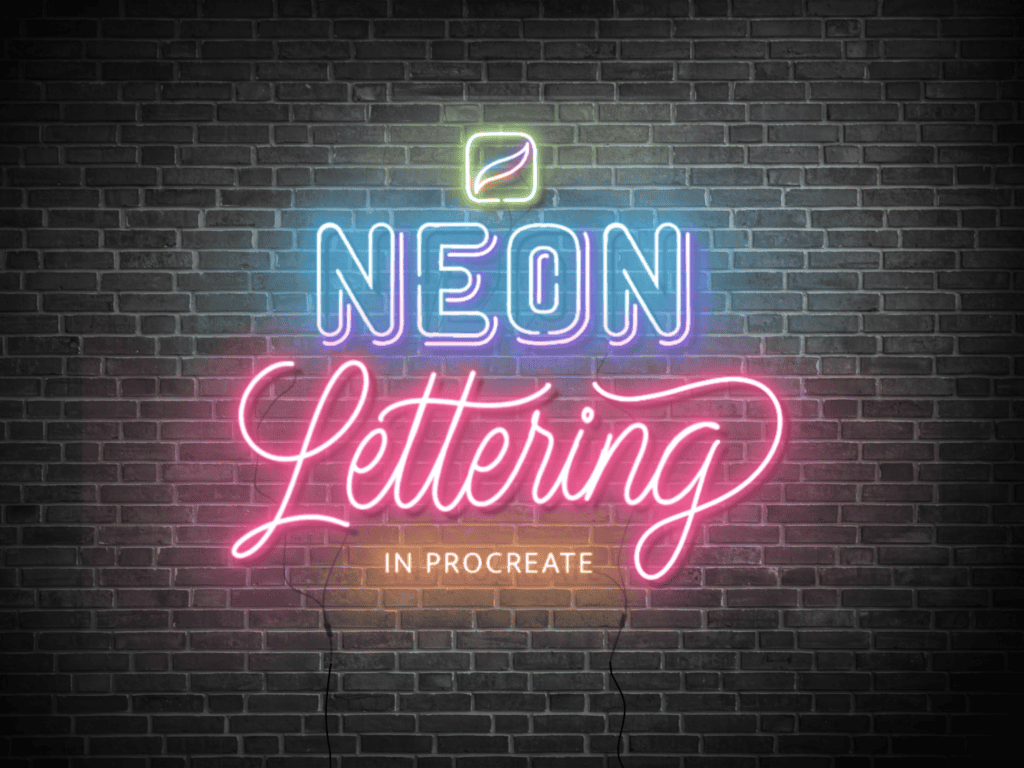 Neon lettering art design in Procreate