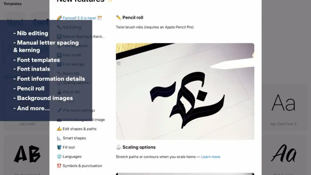 new updates on the Fontself app 2025.