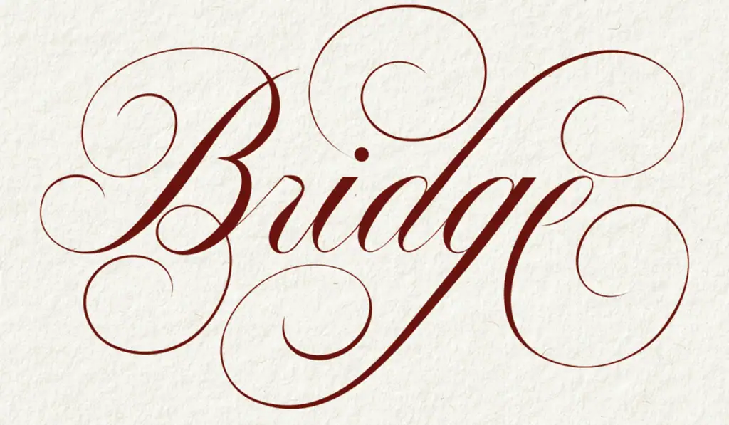 Elegant script design featuring the word 'Bridge'
