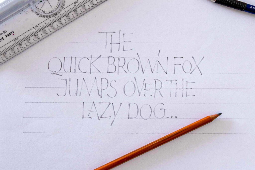 Handwritten phrase about a quick brown fox