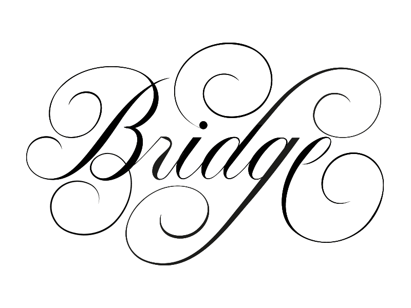 Elegant script design featuring the word 'Bridge'