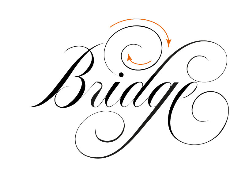 Stylized text of the word 'Bridge'