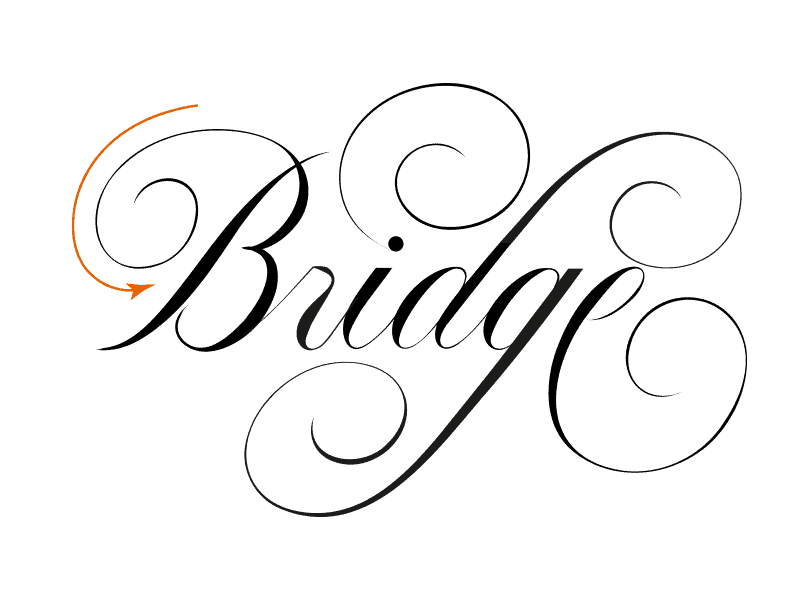 Stylized text of the word 'Bridge'