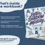 Workbook for mastering letter shadows and shading techniques.