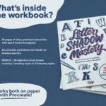 Workbook for mastering letter shadows and shading techniques.
