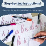 Hand drawing letters with instructional workbook.