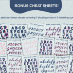 28 alphabet cheat sheets with various shading styles