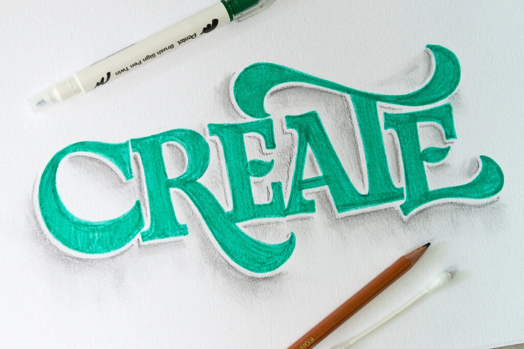 Stylized lettering of the word 'CREATE'