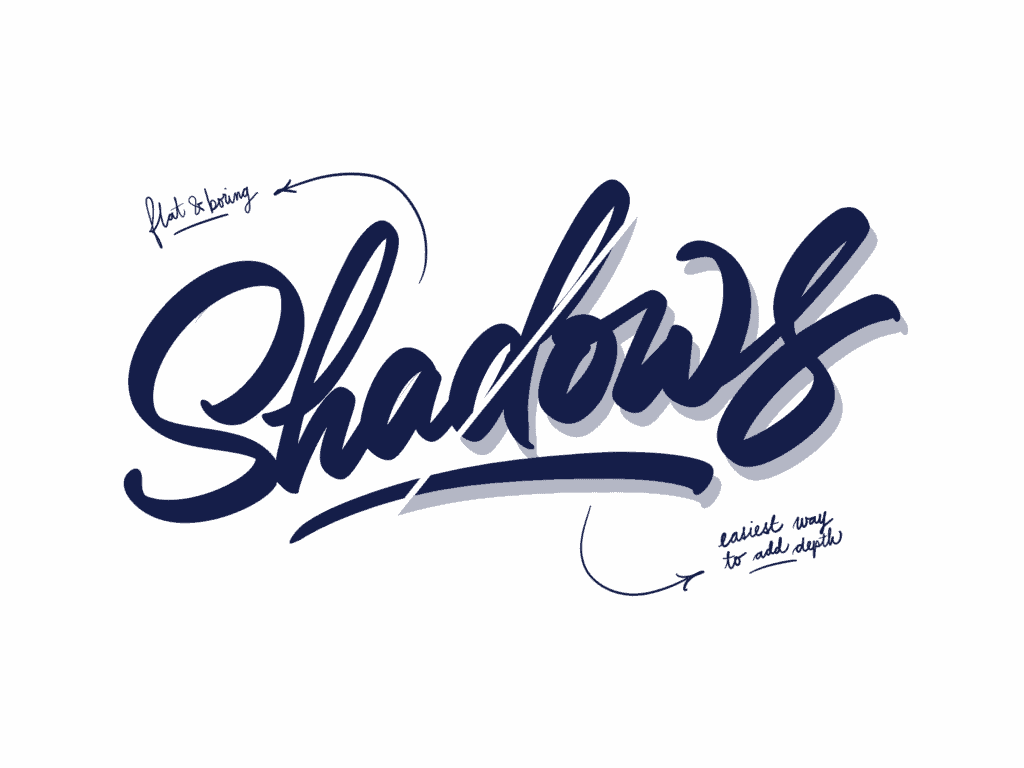 Stylized text 'Shadows' with design elements