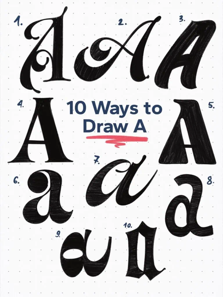 Ten artistic variations of the letter A