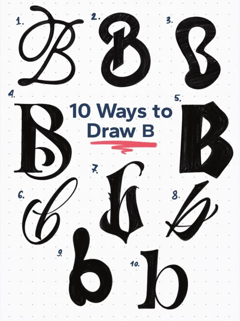 Different artistic styles of the letter B
