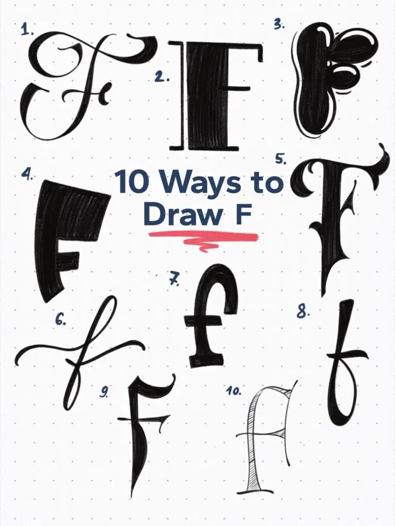 Different artistic styles of the letter F