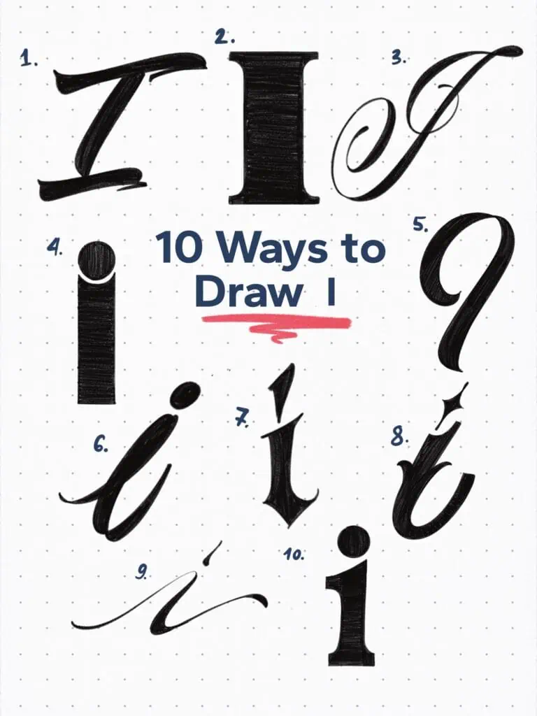 Various artistic styles to draw the letter I