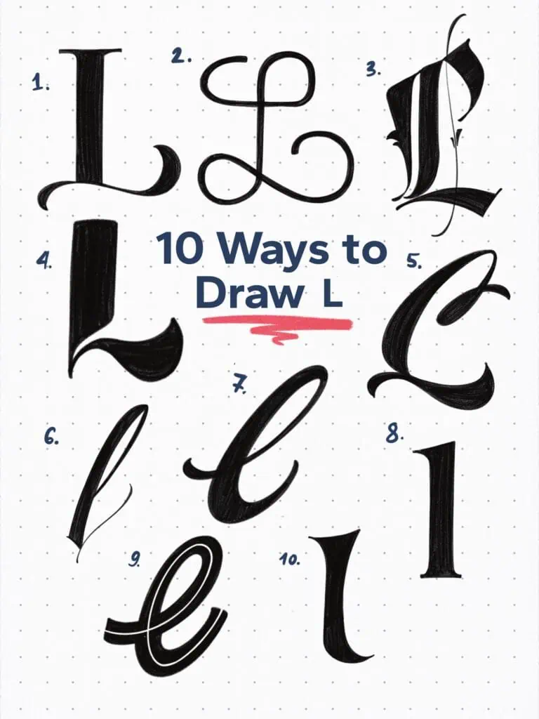 Various artistic styles of the letter L.