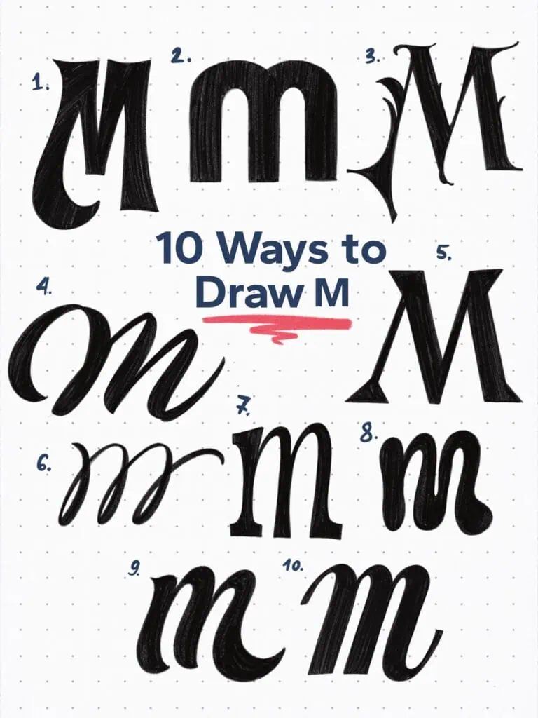Different artistic styles for the letter M