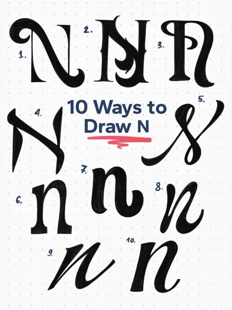 Ten creative ways to draw the letter N.