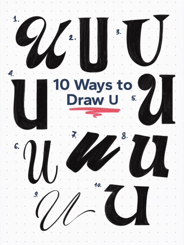 Creative styles to illustrate the letter U.