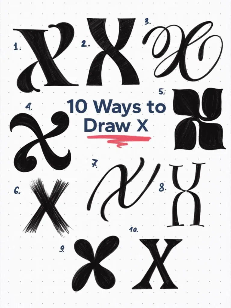 Different artistic styles for the letter X