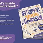 Workbook detailing hand-drawn letters and tracing sheets