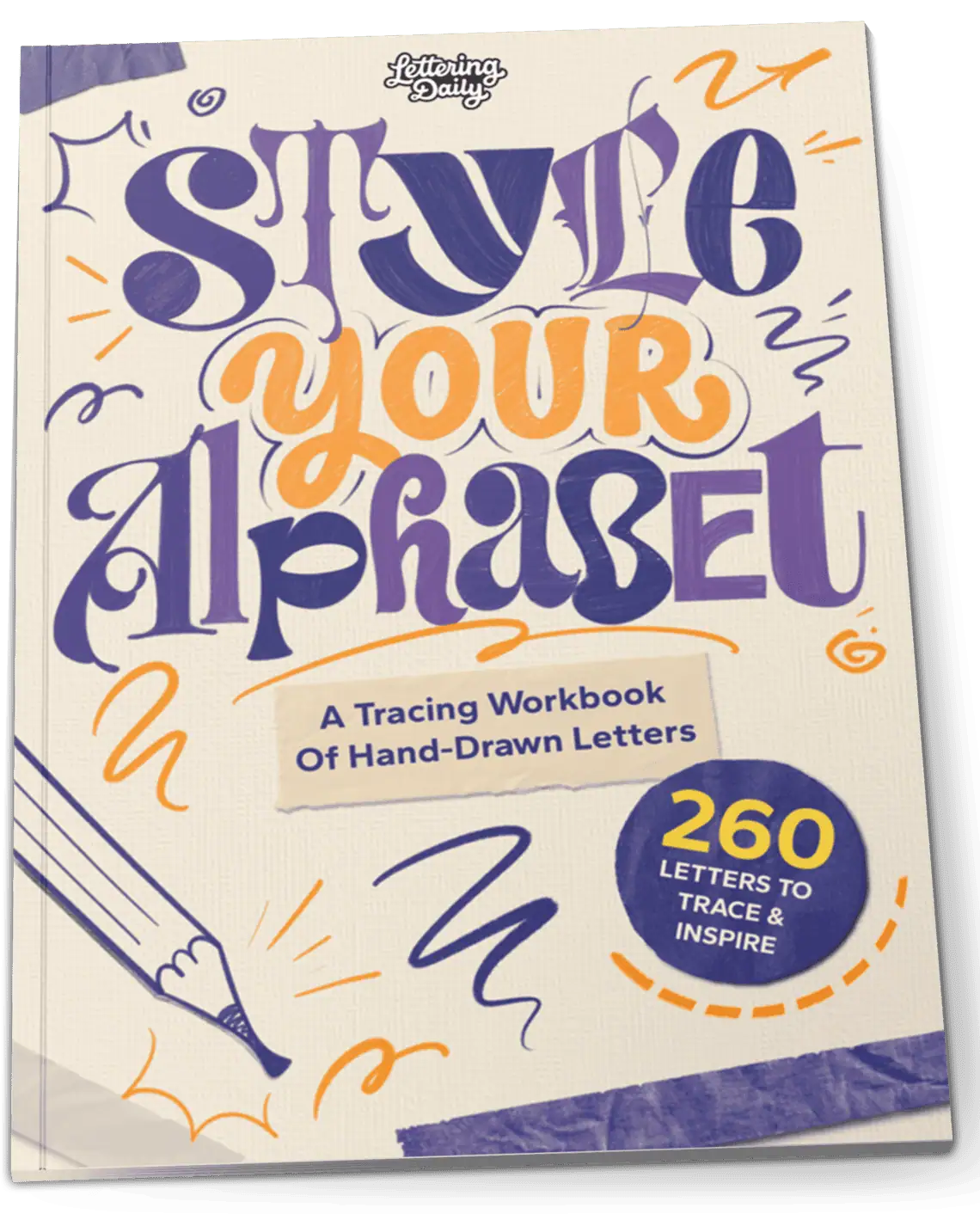 Workbook for tracing hand-drawn letters.