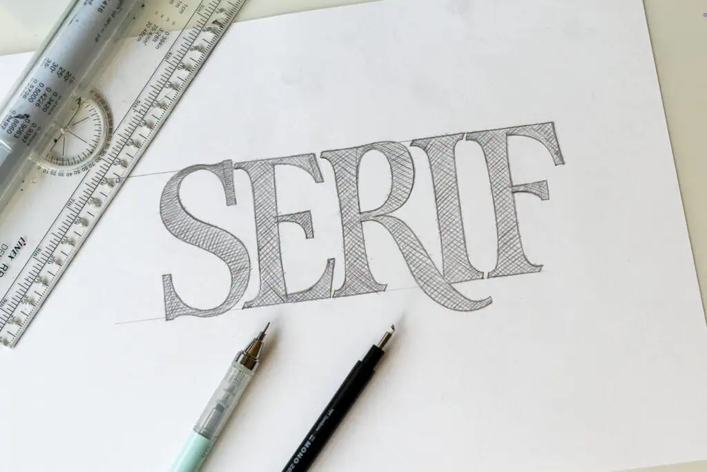Sketch of the word 'SERIF' in pencil