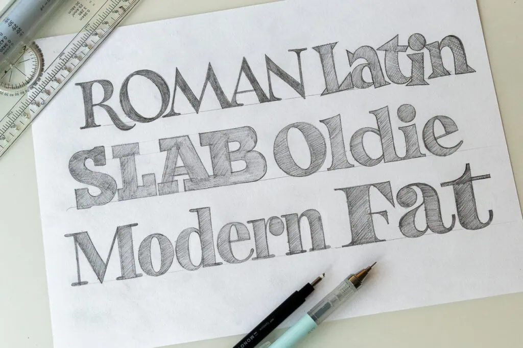 Handwritten styles of various font types.
