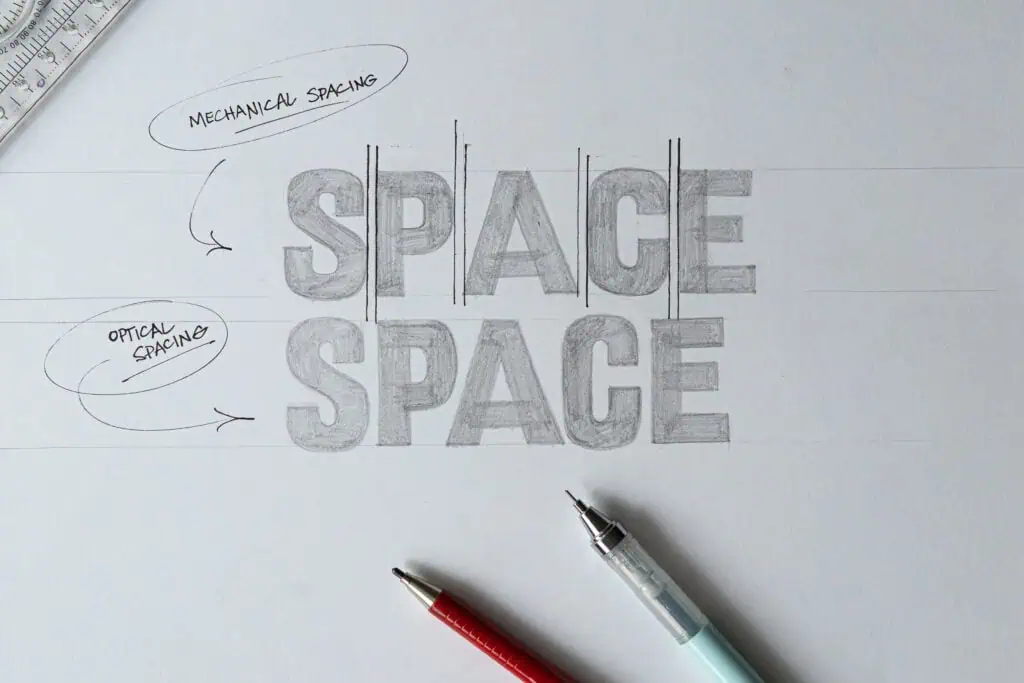 Design sketch comparing mechanical and optical spacing