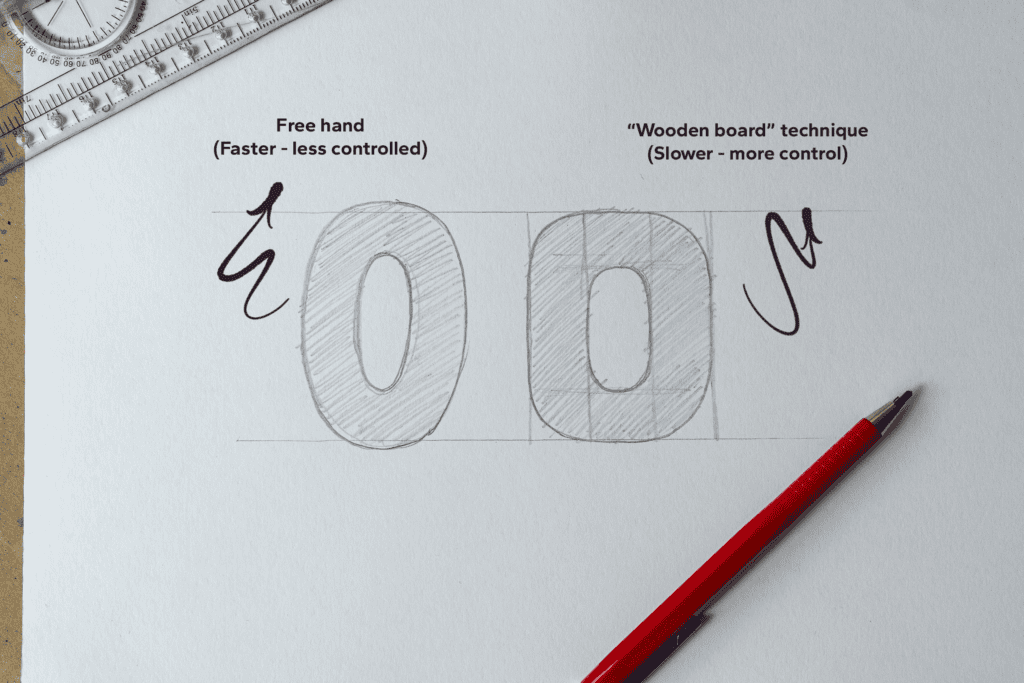 Comparison of drawing techniques: free hand vs wooden board