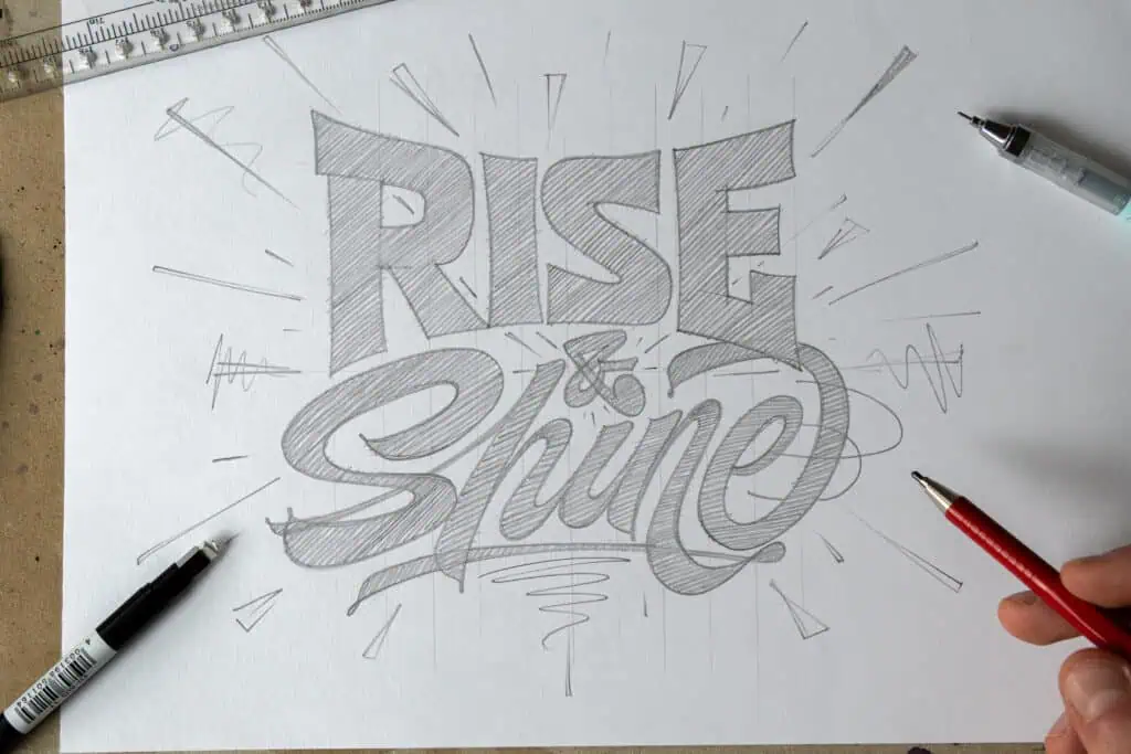 Sketch of the phrase 'Rise and Shine'